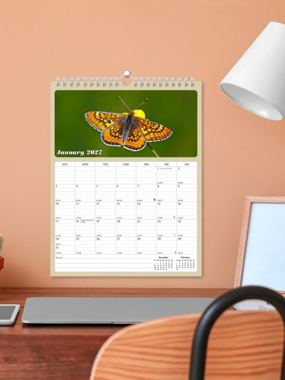 2027 Wall Calendar Spiral-bound Twin - 12 Months Planner 8.5